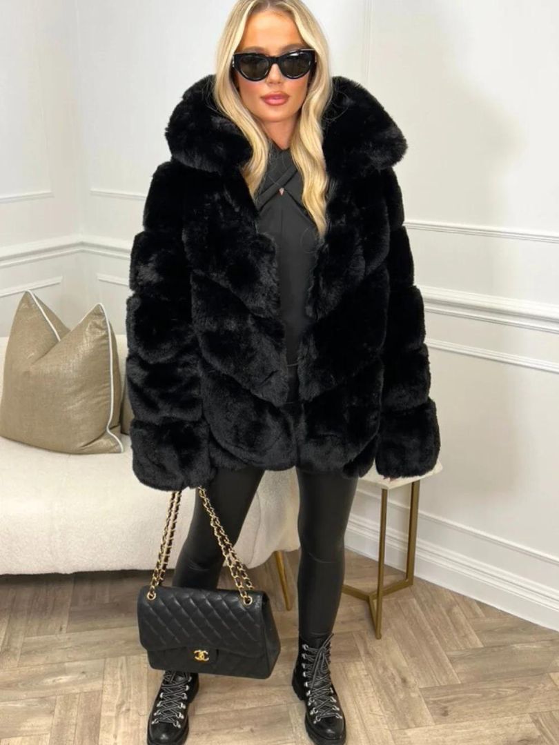 Faux Fur Coat Black