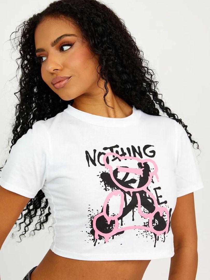 Crop Teddy T-Shirt White